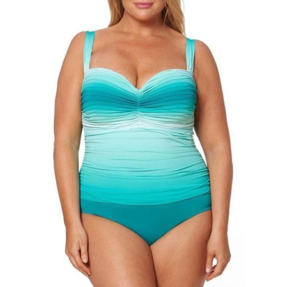 Bleu Rod Beattie Sea Dive Ruched One Piece 18W
